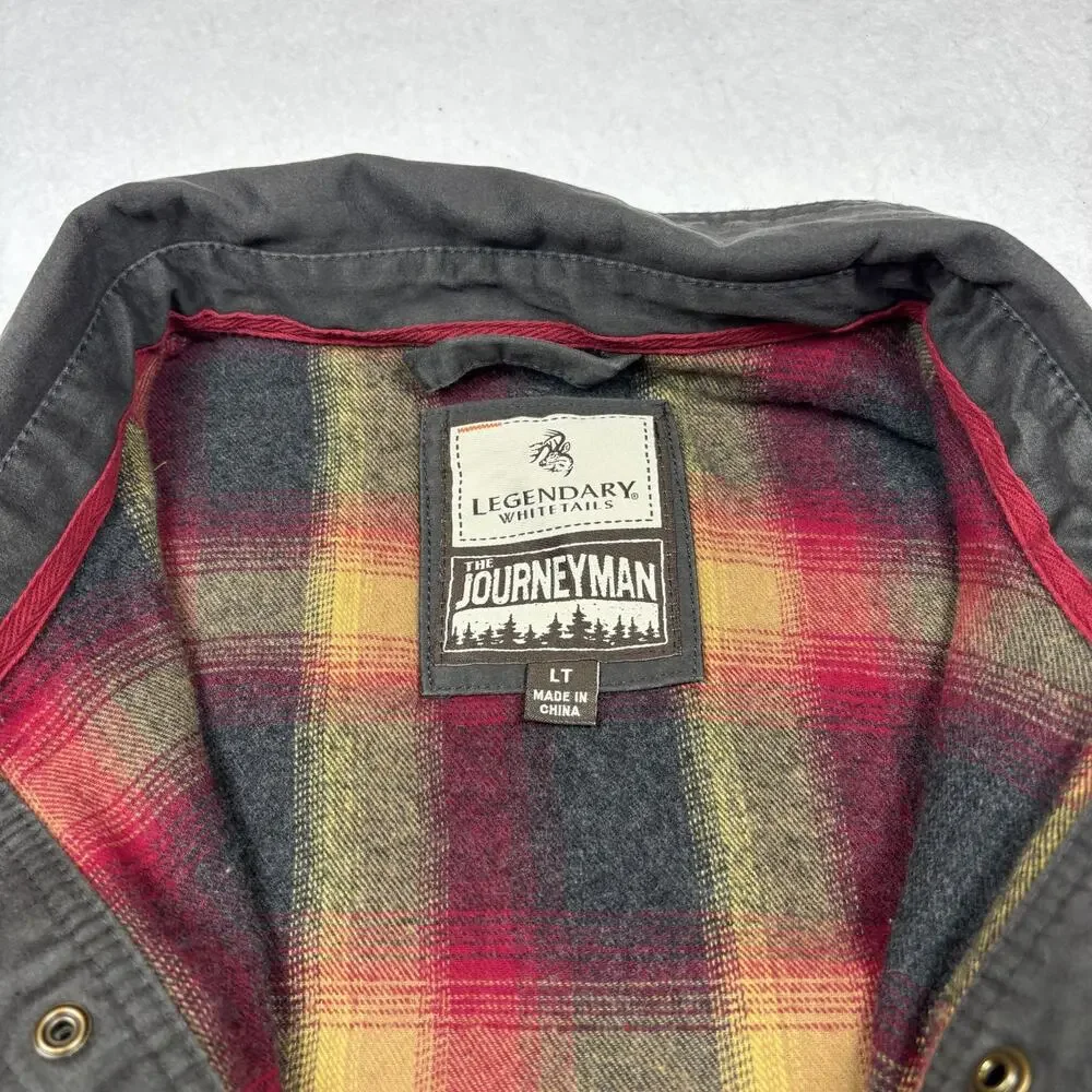 LEGENDARY WHITETAILS MEN'S LINED BUTTON SNAP JACKET GRAY POCKETS SIZE LT